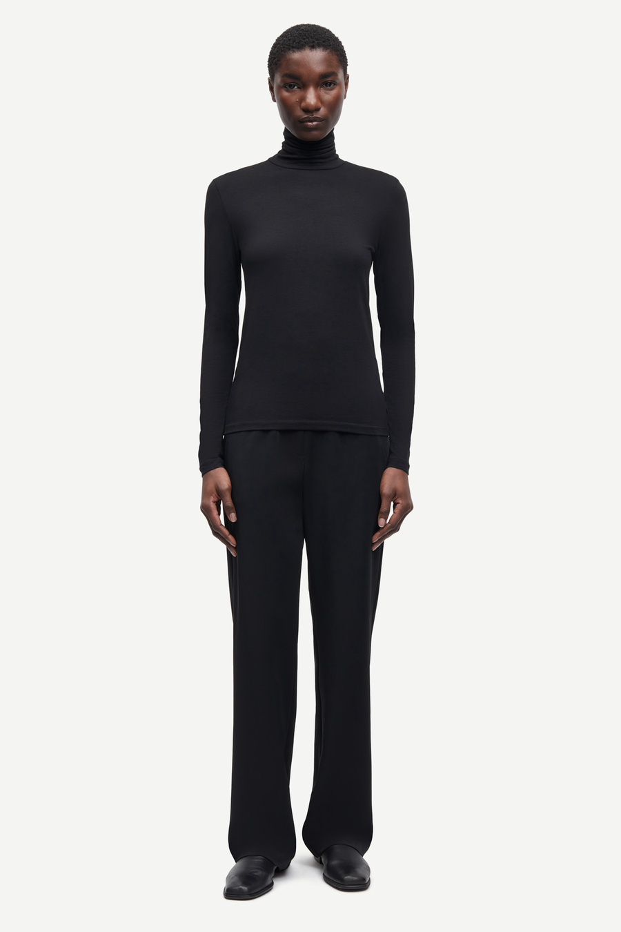 SAMSOE HOYS PANTS STRAIGHT BLACK - HOSE MIT GUMMIZUG