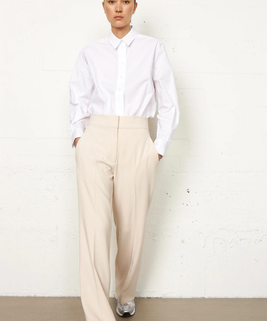EVIEN TROUSERS - STOFFHOSE GERADE IN IVORY