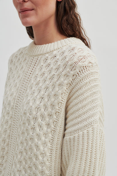 JACOBE KNIT BY SECOND FEMALE - PULLOVER HELL MIT ZOPFMUSTER