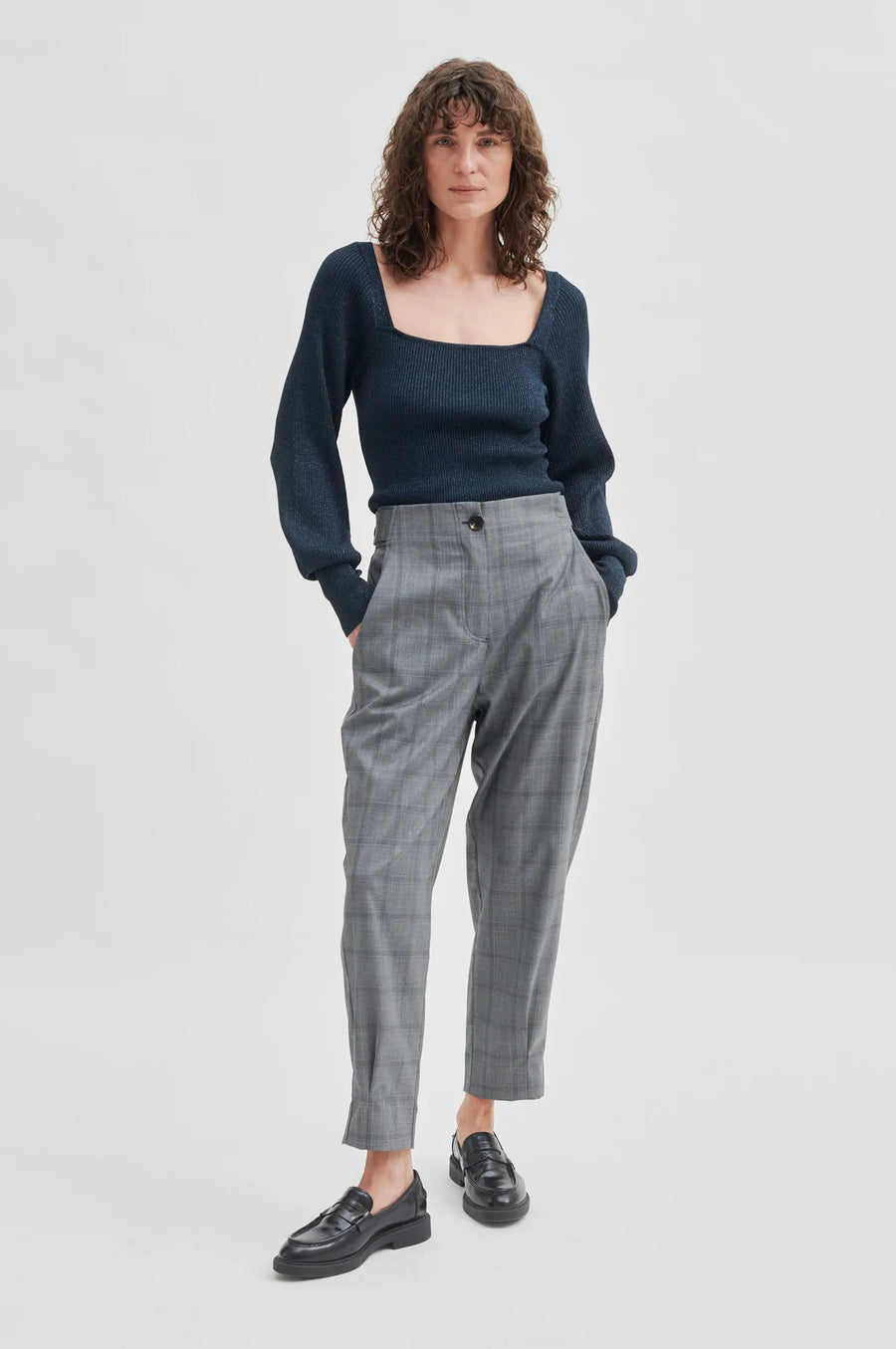 DRINKS TRACK TROUSERS - HOSE GLENCHECK IN GRAU