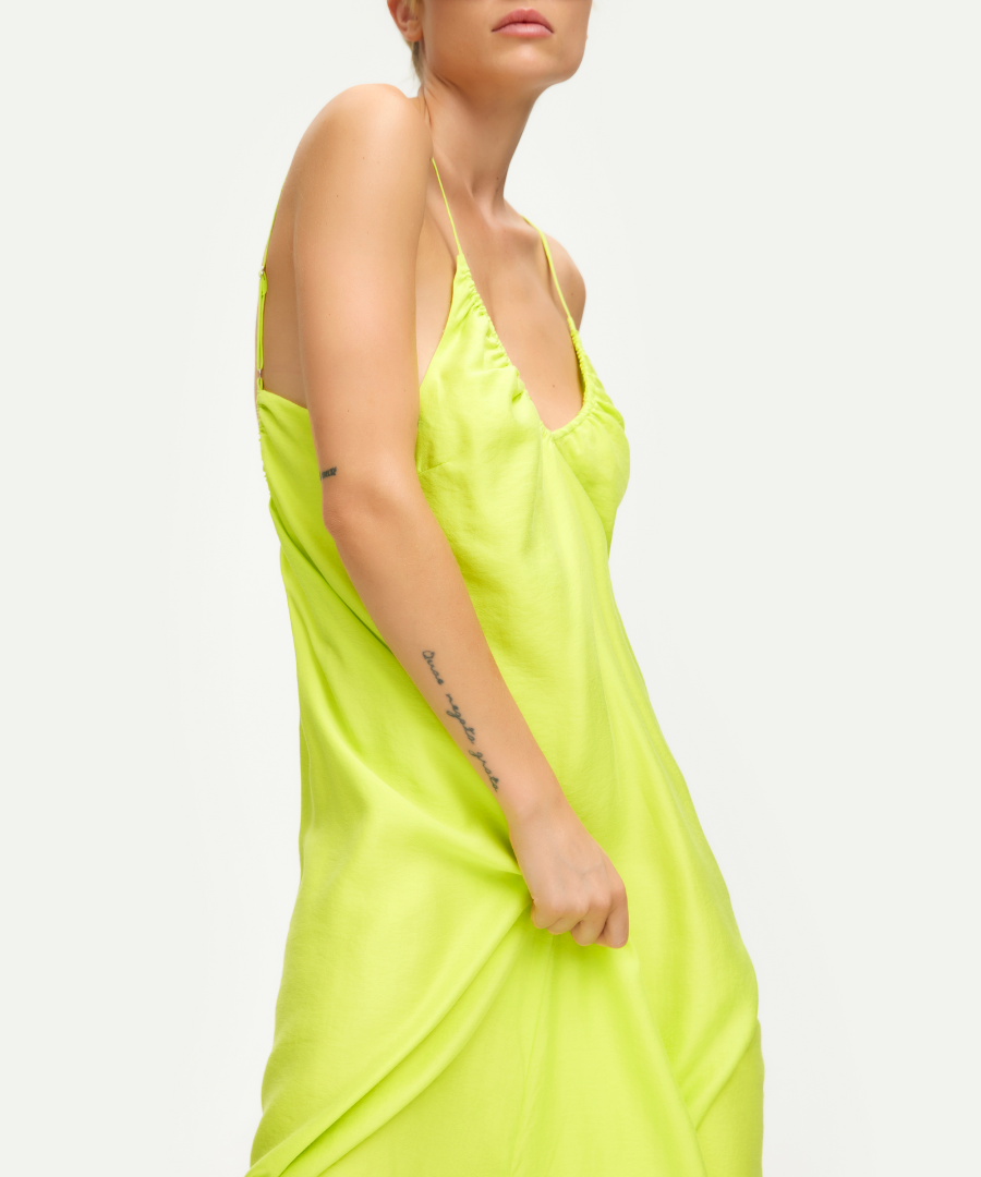 LONG STRAP DRESS THEAGZ - KLEID LANG IN FARBE LIME